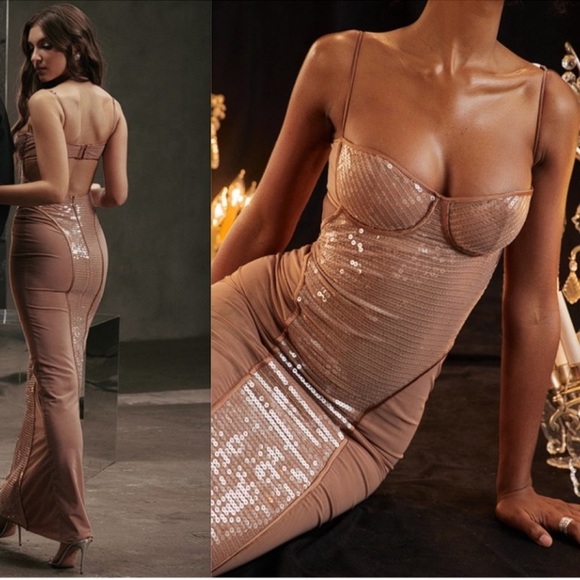 House of CB Metallic Rose Maxi Dress - Picture 3 of 4